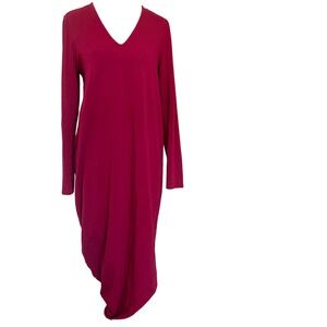 Universal Standard 3XS (4-6) Burgundy V-Neck Long Sleeve Midi Dress Quiet Luxury